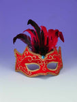Women's Red Half Mask with Gold Trim