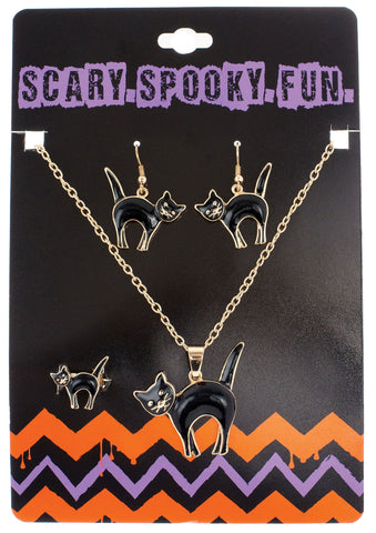 Cat Necklace, Ring & Earring Set