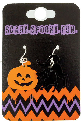 Pumpkin & Cat Earring Set