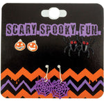 Spider, Pumpkin & Web Earrings
