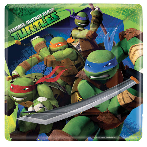9" Ninja Turtles Square Plates - Pack of 8