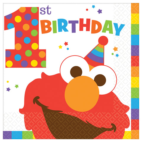 6.5" Elmo 1st Lunch Napkins - Pack of 16
