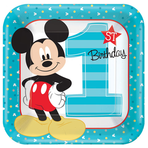 9" Mickey 1st Square Plates - Pack of 8