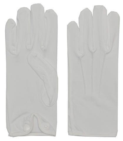 Men's White Nylon Gloves with Snap