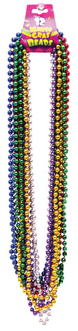 33" Beads 7.5mm Mardi Gras - Pack of 12