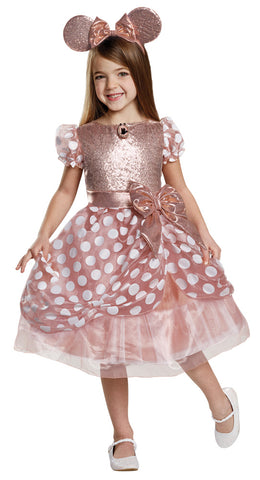 Girl's Rose Gold Minnie Mouse Deluxe Costume