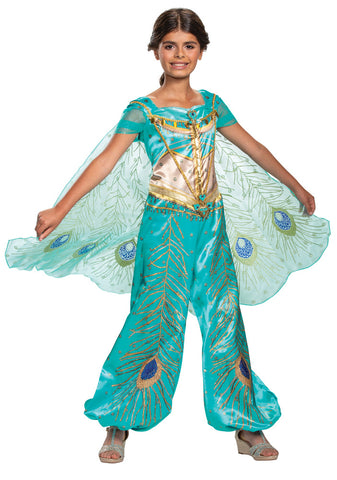 Girl's Jasmine Teal Deluxe Costume - Aladdin Live Action