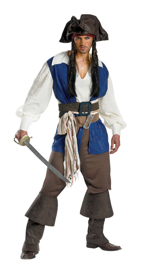 halloween costume for men adult pirate captain jack sparrow wigs hat  pirates of the caribbean cosplay