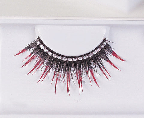 Eyelashes Black with Red Rhinestone