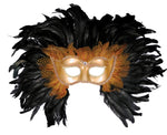 Women's Gold Half Mask with Feathers