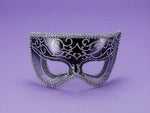 Women's Black Half Mask with Silver Trim