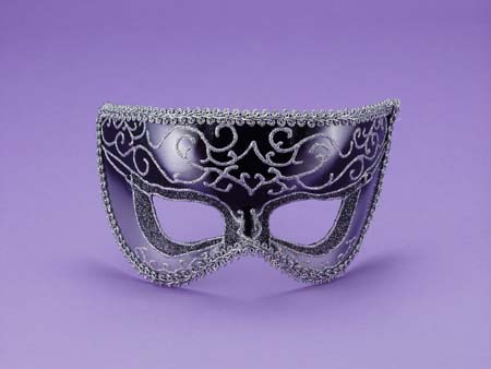 Women's Black Half Mask with Silver Trim