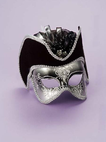 Men's Silver Venetian Mask