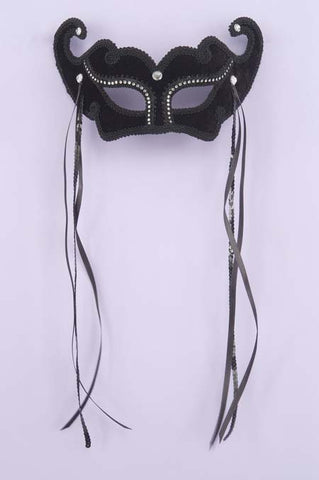 Women's Elegant Black Mask with Rhinestones