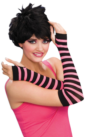 Gloves Striped Black & Pink