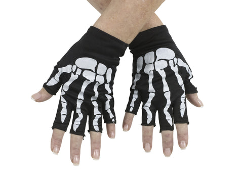 Bone Fingerless Gloves Bk/Pink