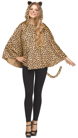 Women's Leopard Hooded Poncho