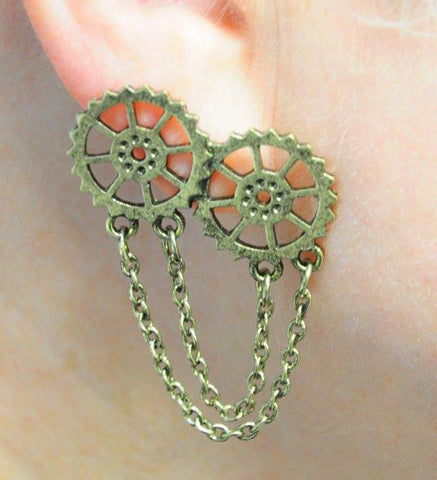 Gear Drop Chain Drape Studs