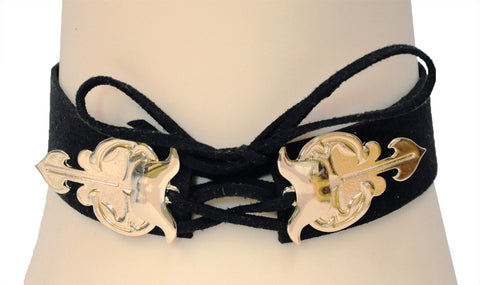 Suede Choker W/Gold Metal Trim