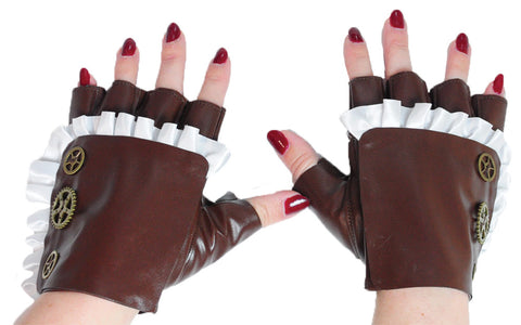 Gloves With Ruffle And Gears