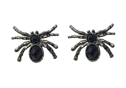 Glitter Gem Spider Earrings