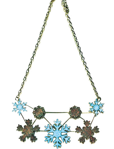 Glittery Snowflake Bib Necklace