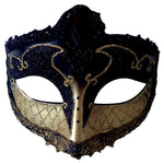 Women's Black & Gold Mardi Gras Eye Mask