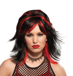 Rocker Unisex Black & Red Wig