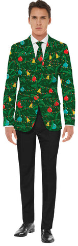 Men's Green Christmas Jacket & Tie