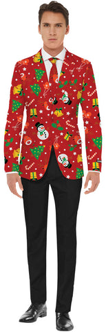 Men's Red Icon Christmas Jacket & Tie