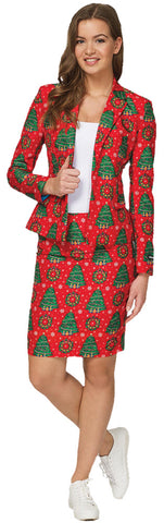 Women's Red Christmas Tree Suit