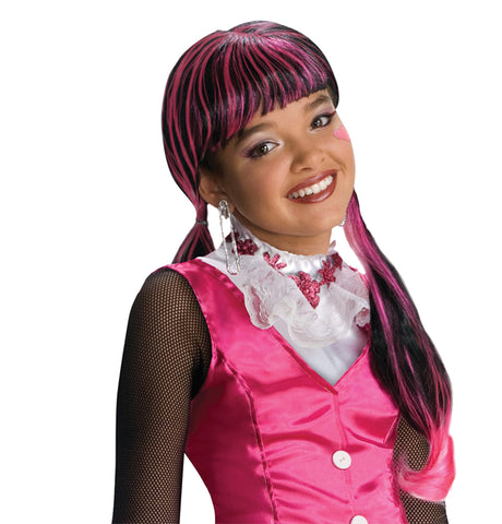 Girl's Pink & Black Draculaura Wig - Monster High