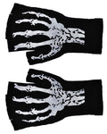 Skeleton Print Short Fingerless Gloves