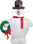 Airblown Frosty Holding Wreath
