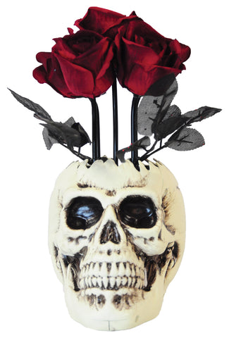 Skull Vase with  Roses