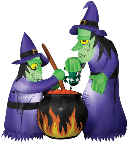 Airblown Double Bubble Witches with Cauldron Inflatable