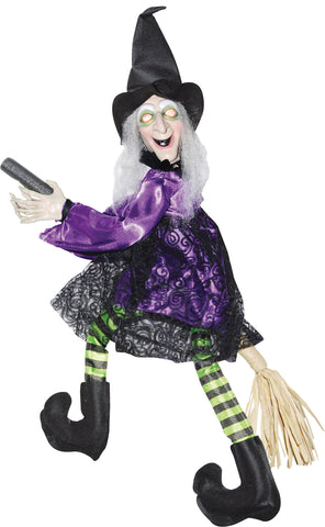20" Flying Animated Witch On Broom