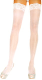 Sheer Nylon Thigh-Highs with Lace Top