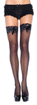Sheer Lace Top Thigh-Highs with Satin Bow