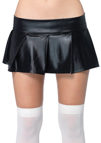 Pleated Wet-Look Skirt