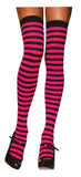 Nylon Striped Thigh-High Stockings