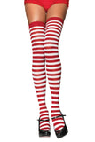 Nylon Striped Thigh-High Stockings