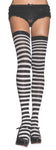 Nylon Striped Thigh-High Stockings
