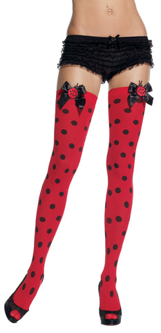Polka Dot Knee-Highs with Lady Bug Bow