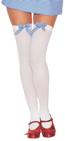 White & Blue Thigh-Highs with Bow