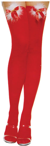 Red & White Thigh-Highs with Bow