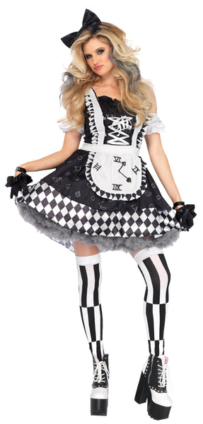 alice in wonderland black and white dress Leg Avenue Women's Black and White Wonderland Alice Costume, Large, Black/White