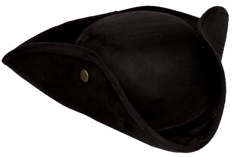 Faux Suede Tri Corner Hat-Black
