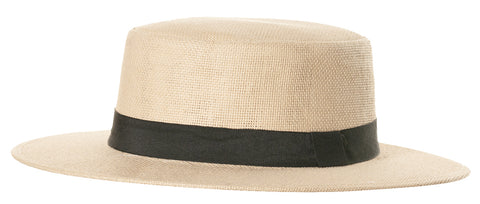 Straw Hat with Black Band - Adult