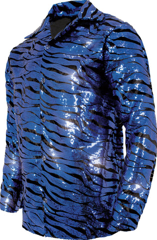 Tiger Shirt Blue Sequin Adult